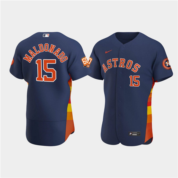 Men's Houston Astros #15 Mart??n Maldonado Navy 60th Anniversary Flex Base Stitched Baseball Jersey